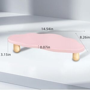Wooden Pink Cloud Monitor Stand, Ergonomic Computer Riser, New Desktop Shelf